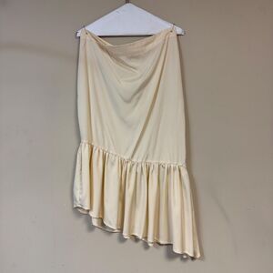 Nasty Girl Vintage Style Slip Skirt Women 10 Cream White Asymmetrical Ruffle Hem